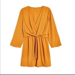 Topshop Mustard yellow knot mini dress size 0